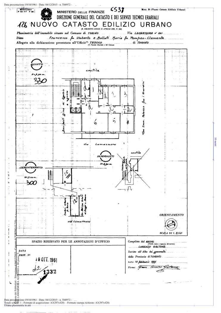 Appartamento via Alfonso La Marmora, 80, Torino (zona Crocetta) - planimetria 1