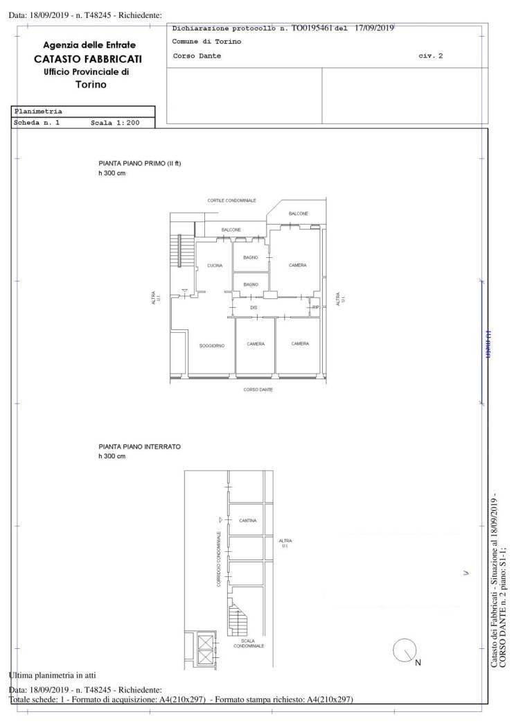 Appartamento corso Dante, 2, Torino (zona Crocetta) - planimetria 1