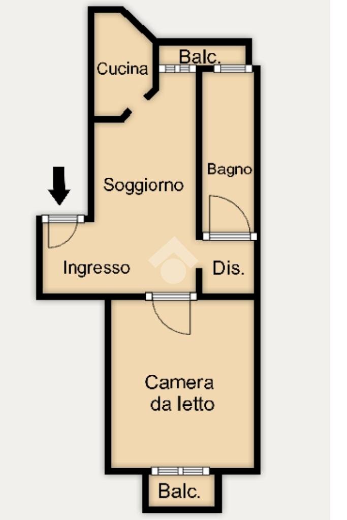 Two-room apartment Via canaletto, Milano (neighborhood Città Studi) - floor plans 1