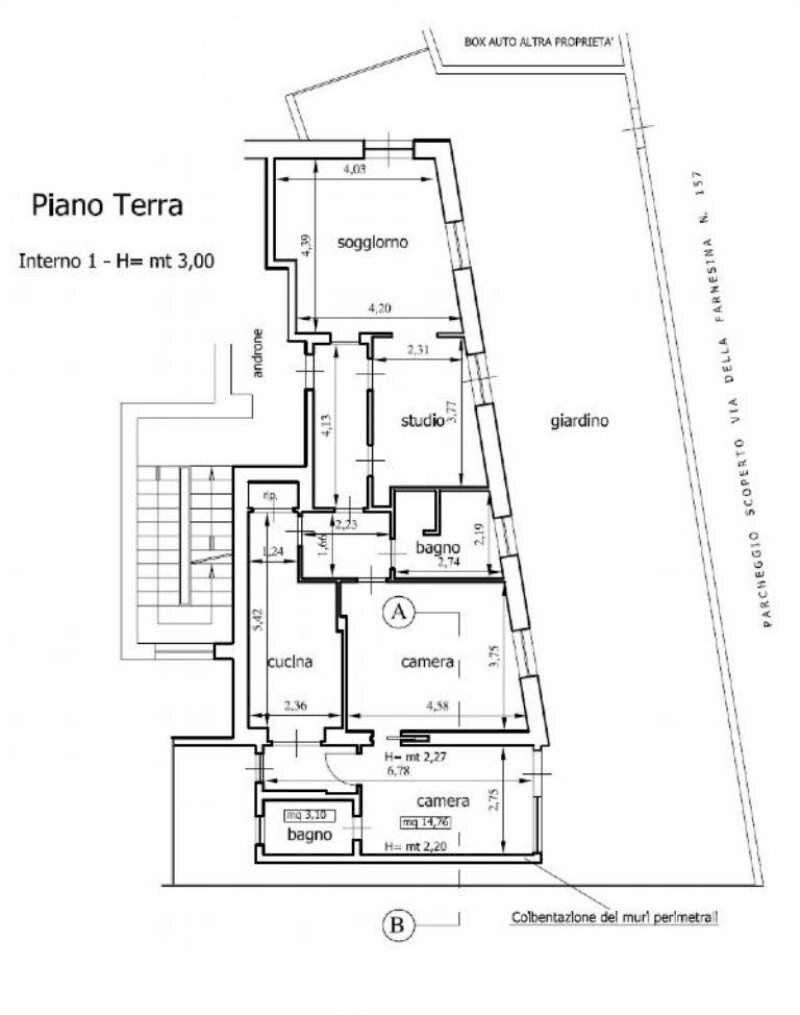 Trilocale via della Farnesina, Roma - planimetria 1
