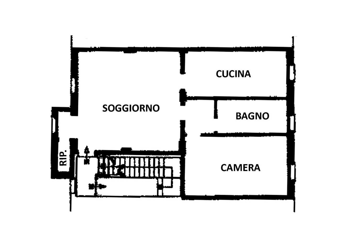 Trilocale via Capo di Lucca, Bologna (zona Irnerio) - planimetria 1