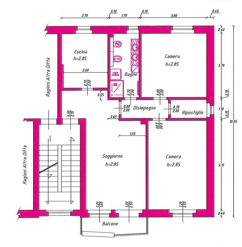 Appartamento strada Langhirano, SN, Parma (zona Montanara) - planimetria 1