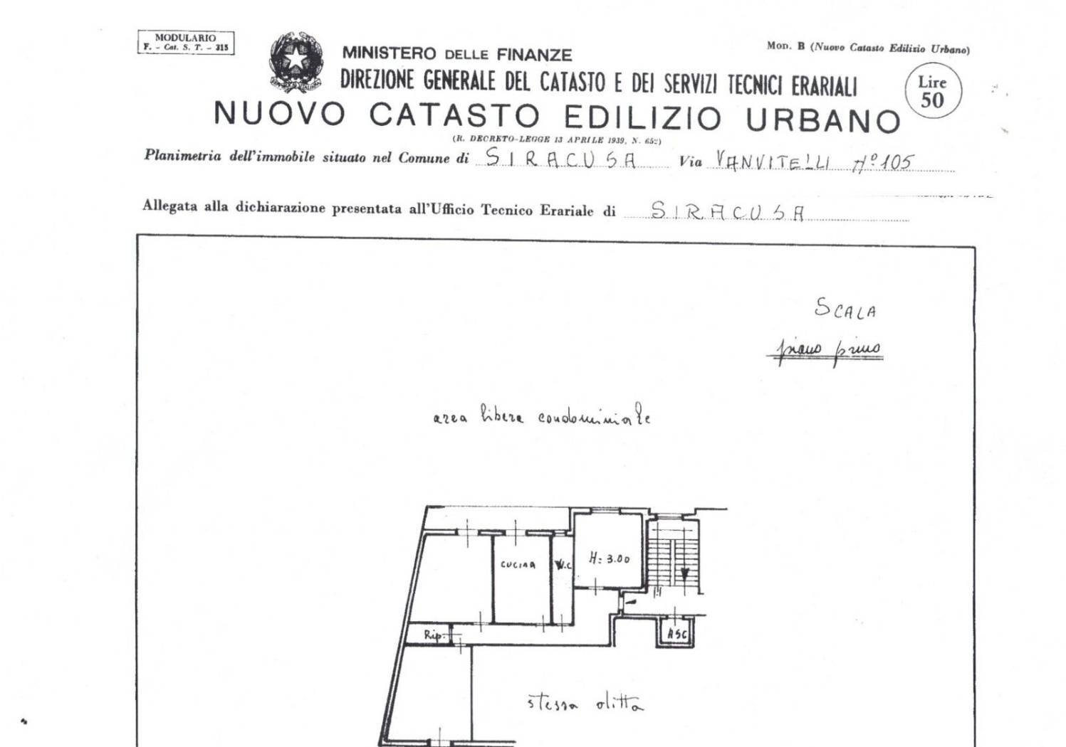 Trilocale via Luigi Vanvitelli, 105, Siracusa - planimetria 1
