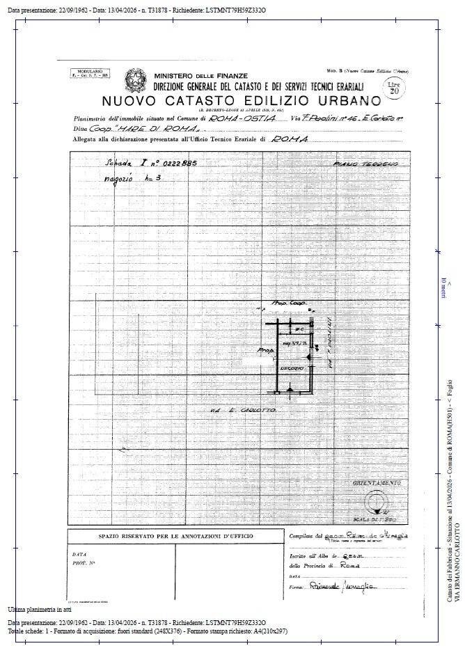 Negozio via Ermanno Carlotto, Roma (zona Lido di Ostia) - planimetria 1