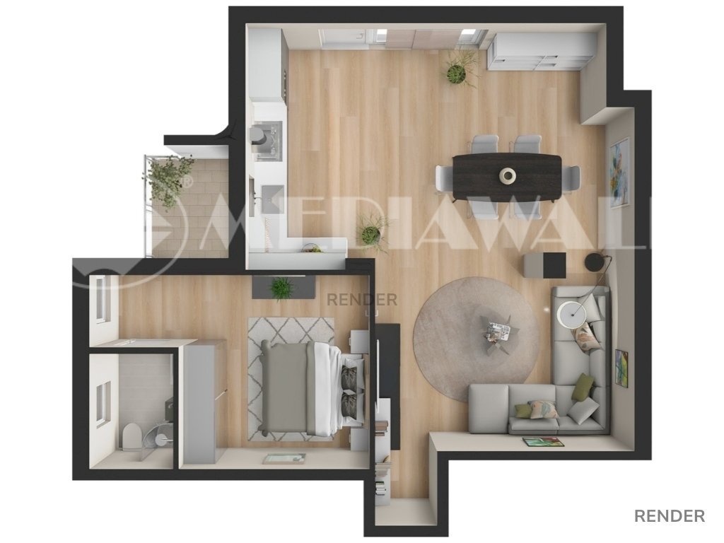 RENDER1 - Bilocale Viale Michelangelo Grigoletti 95, Pordenone - planimetria 1
