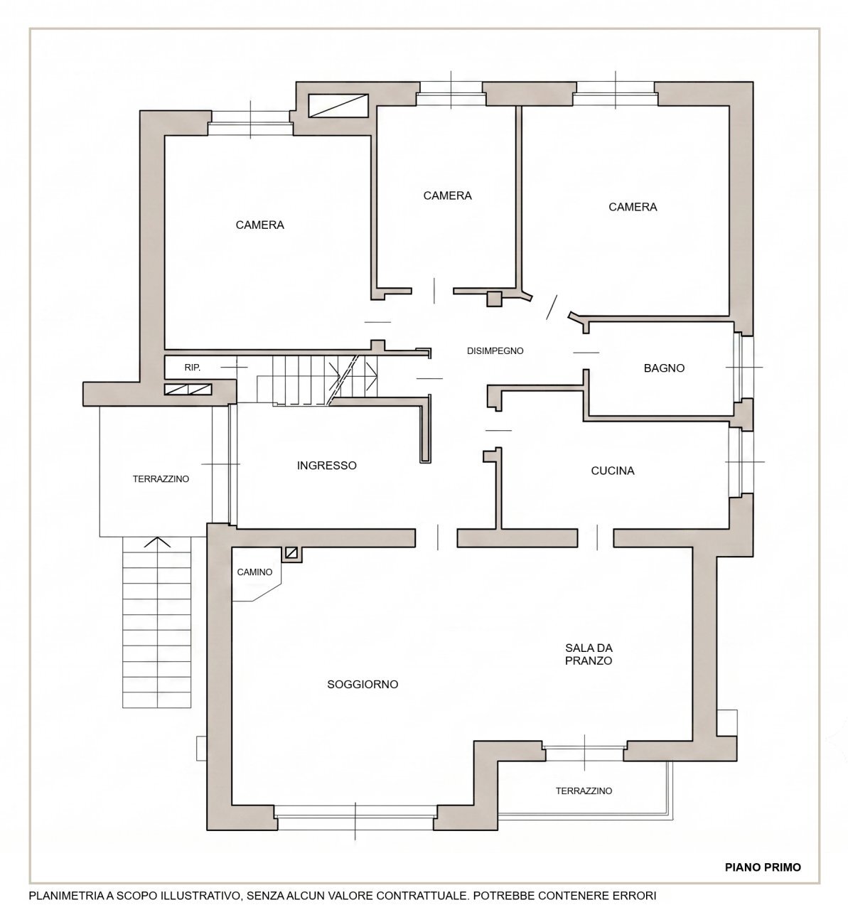 DISEGNO PIANO PRIMO - Villa Via Triumplina 208, Brescia (zona Villaggio Prealpino) - planimetria 1