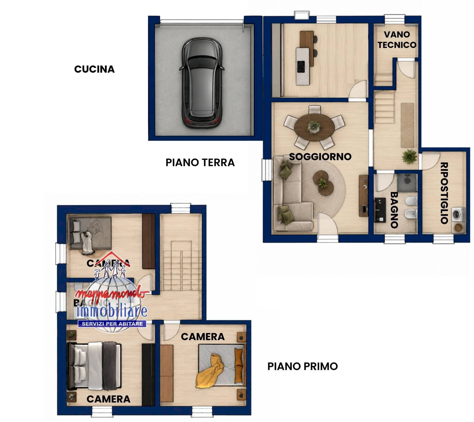 Foto 24 - Semi-detached house via antonio vivaldi
 
95, Castello d'Argile - floor plans 1