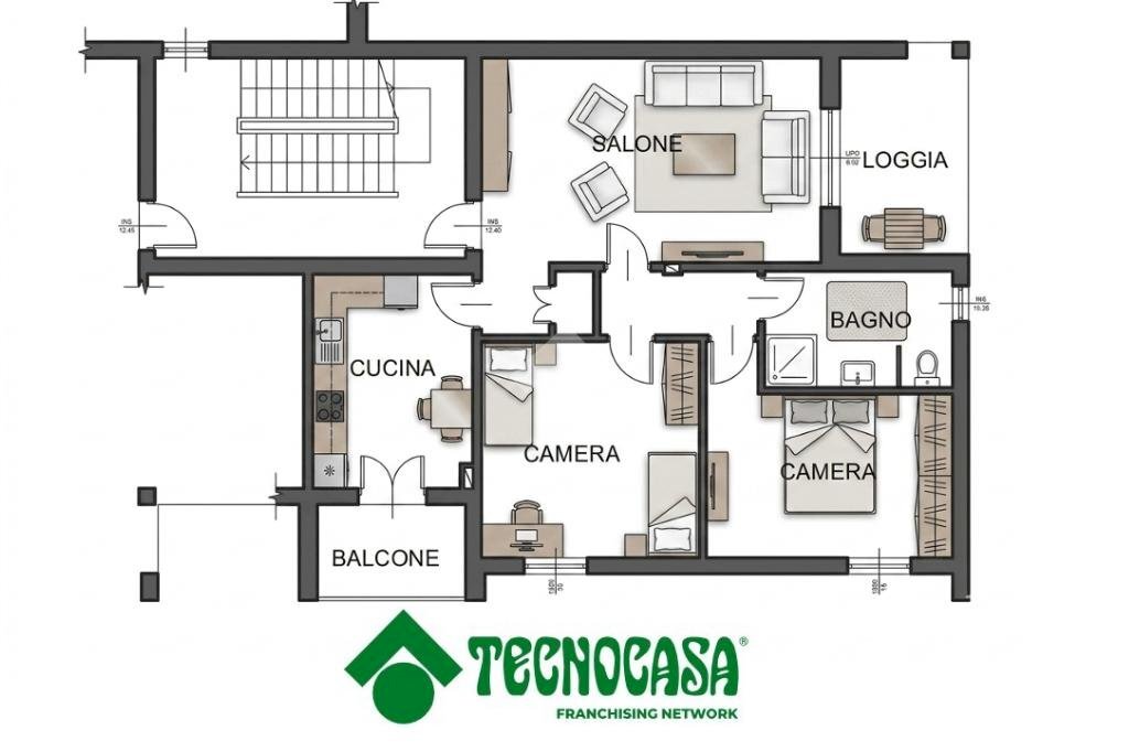 Three-room apartment Via Ho Chi Minh, Torrile - floor plans 1