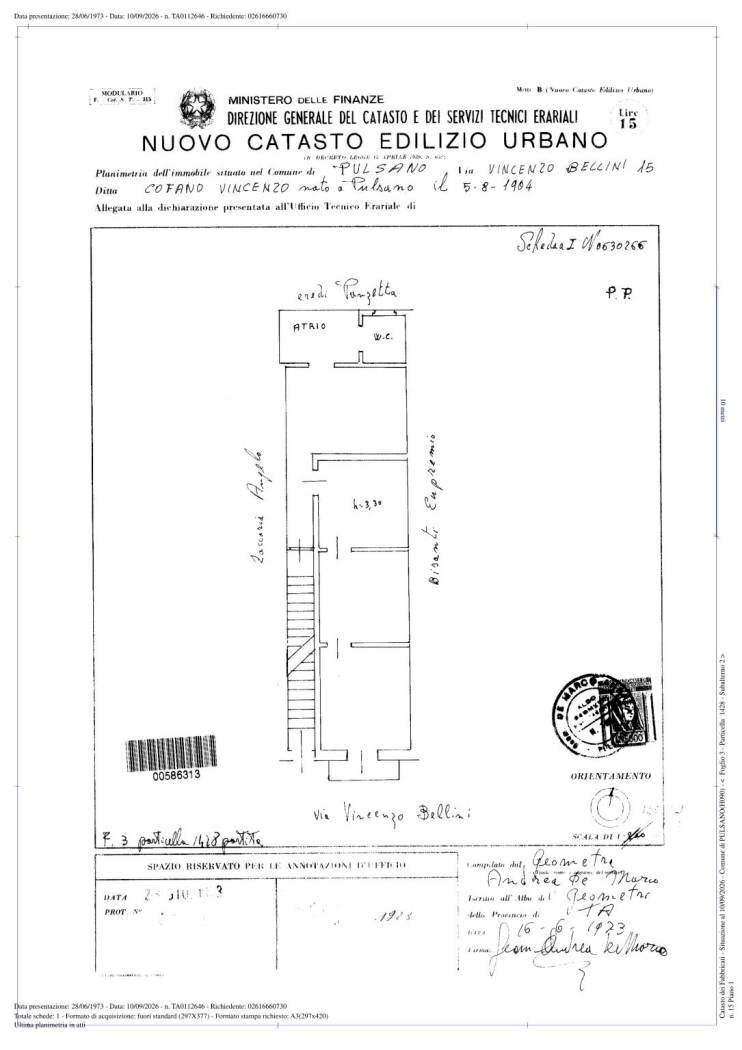 Appartamento via Vincenzo Bellini, 11, Pulsano - planimetria 1