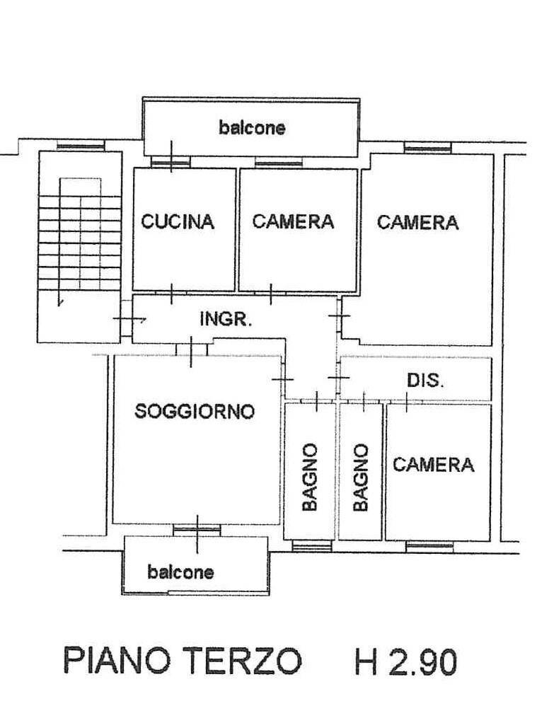 Quadrilocale viale Osacca, 2AA, Parma (zona Pablo) - planimetria 1