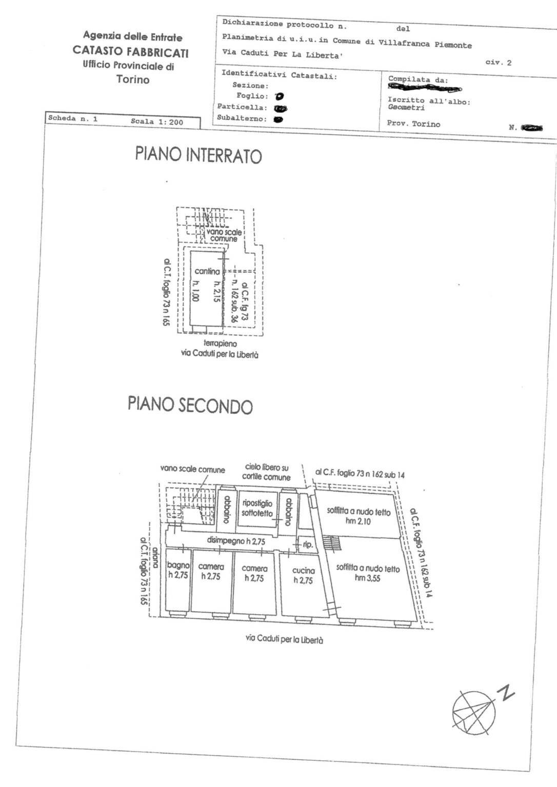 Trilocale via Caduti per la Libertà, Villafranca Piemonte - planimetria 1