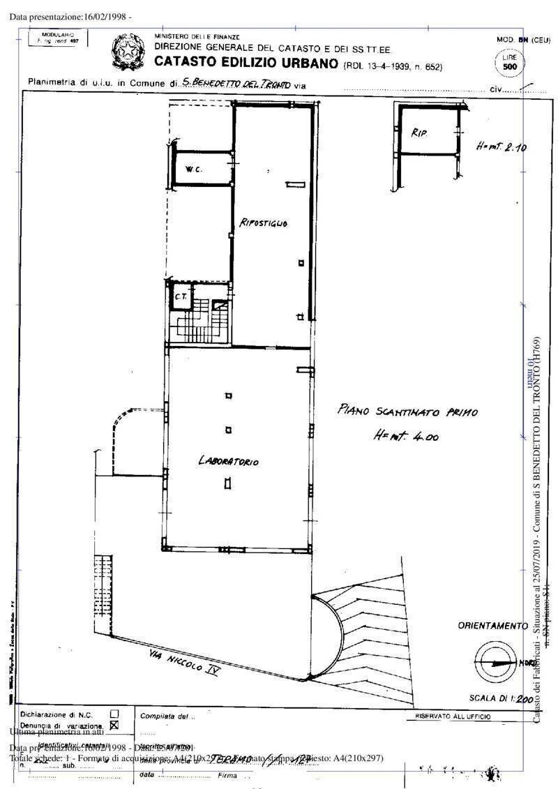 San Benedetto del Tronto Locale artigianale  in pr - Laboratorio San Benedetto del Tronto - planimetria 1