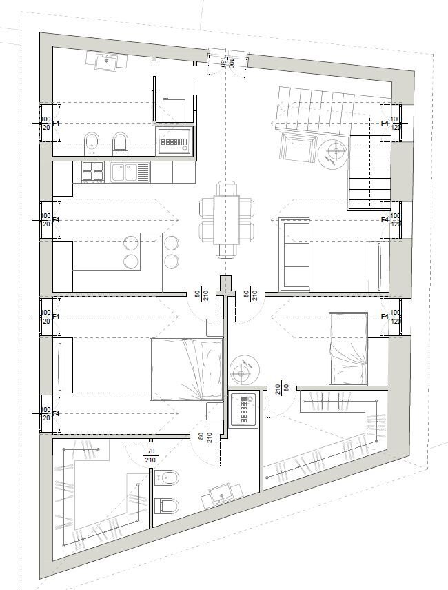 ipotesi1 - Quadrilocale Via Vagnone, 4, Trofarello - planimetria 1