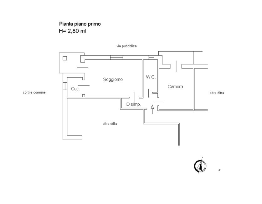 Two-room apartment Via Giordani, 2, hamlet Giordani, Brondello - floor plans 1