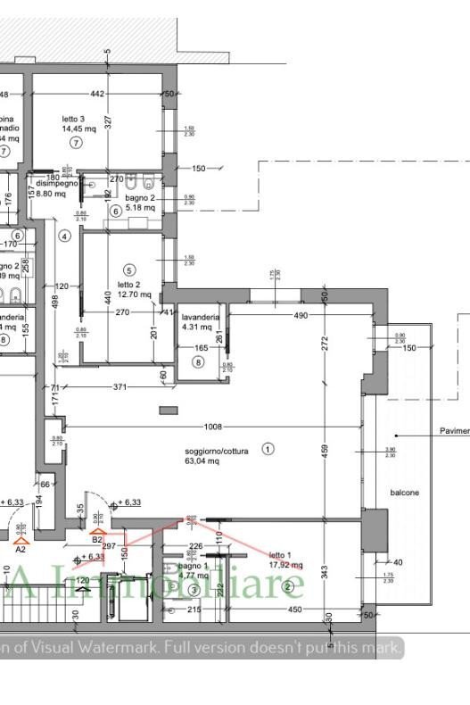 Quadrilocale viale Vittorio Emanuele II, 22, Bergamo - planimetria 1
