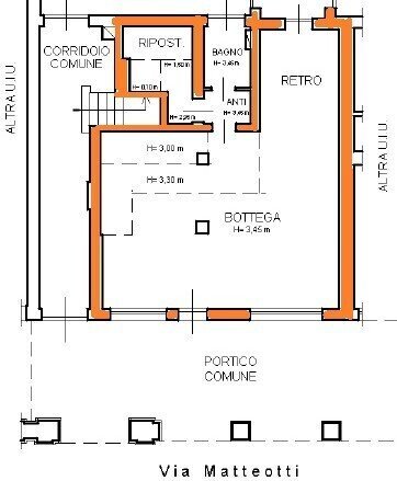 Plannimetria colorata negozio senza retro.jpg - Commercial Premises Via Giacomo Matteotti 146, Crevalcore - floor plans 1