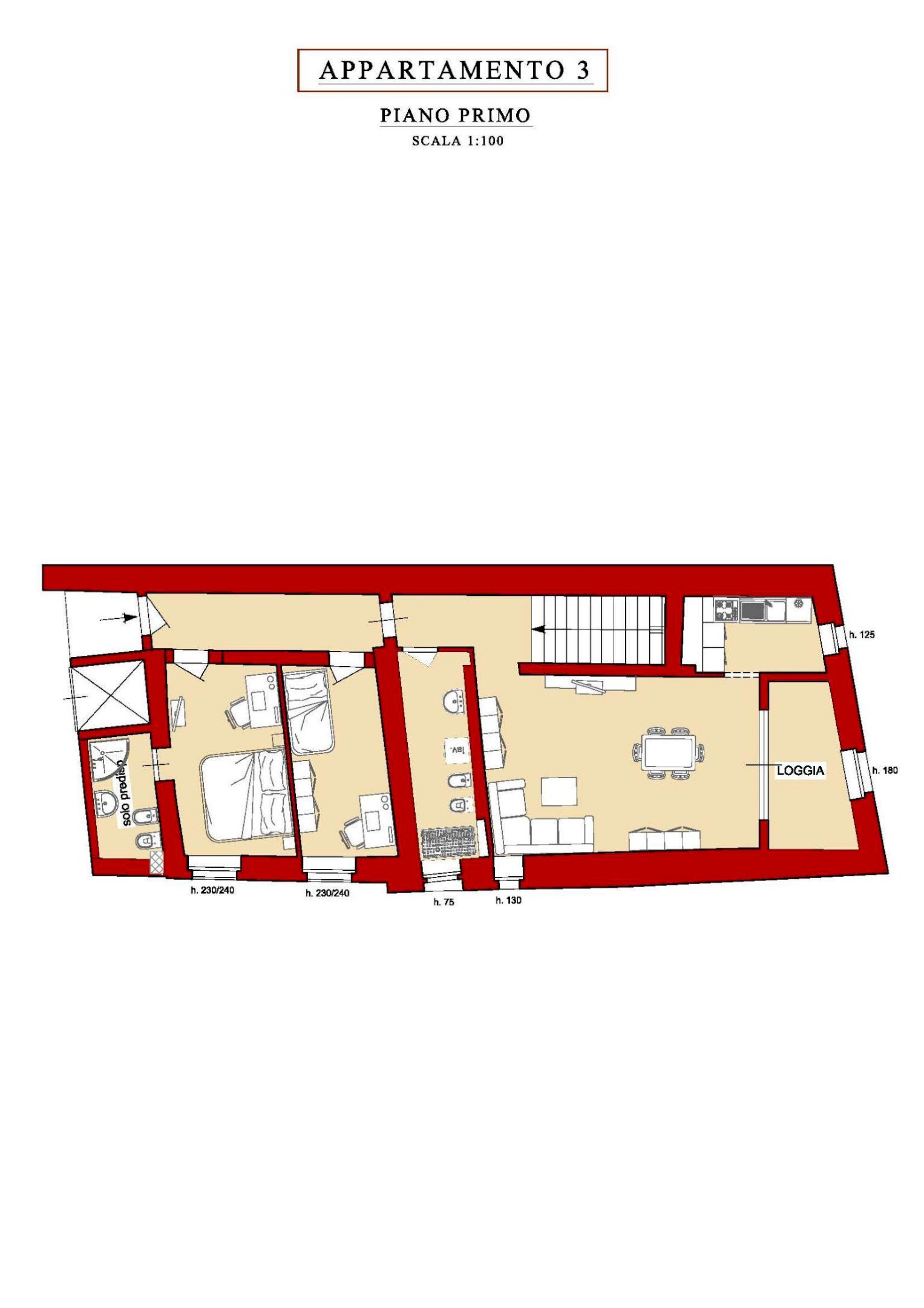 APP 3 - Trilocale via Vittorio Veneto, 130, Alassio - planimetria 1